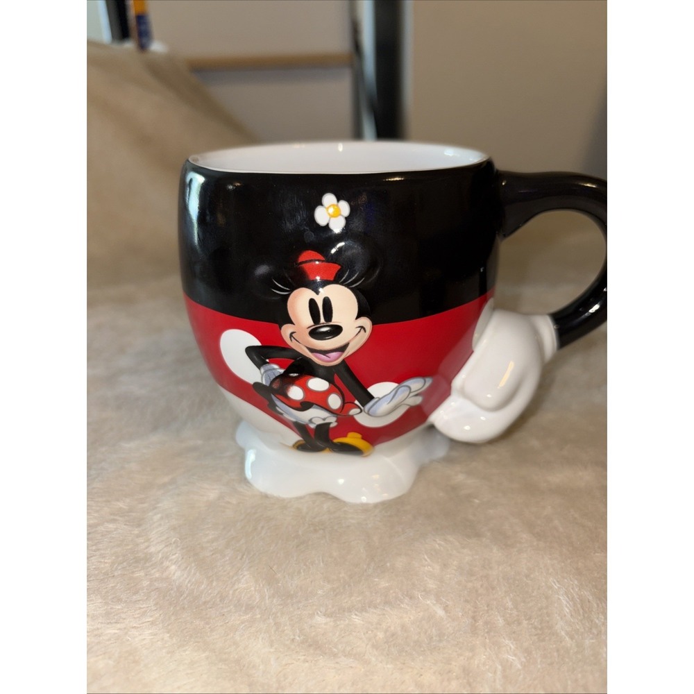 Authentic Original Disney Parks Minnie Mouse 3D Daisy Polka Dot Coffee Mug Cup